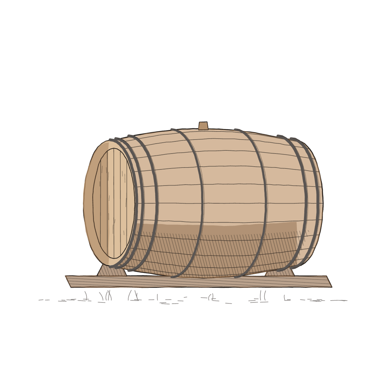 Illustration de fûts de vin au chai